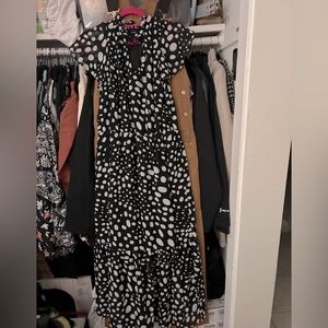 Long white and black polka dot dress maxi